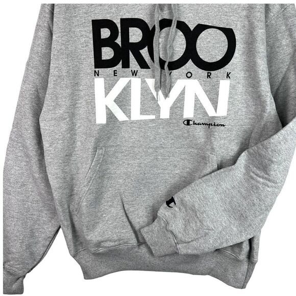 New Champion Unisex US M Grey Hoodie Sport Casual Printed Long Sleeve Pullover  - Picture 4 of 12